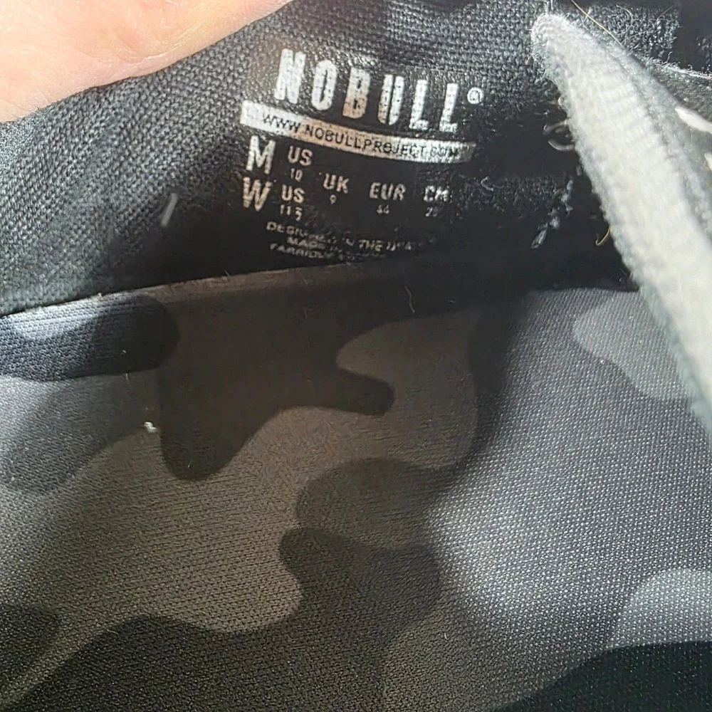 NOBULL Black Grey Camo Canvas Trainer Shoes Womens 11.5 Mens 10 Low Top Sneakers